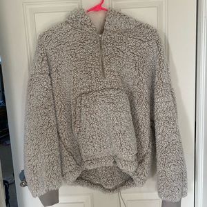 beige sherpa quarter zip pullover